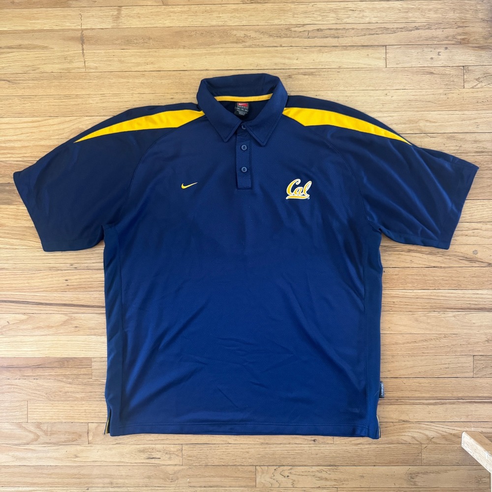 Nike University of California, Berkeley Golden Bears Polo Mens XL Navy Gold